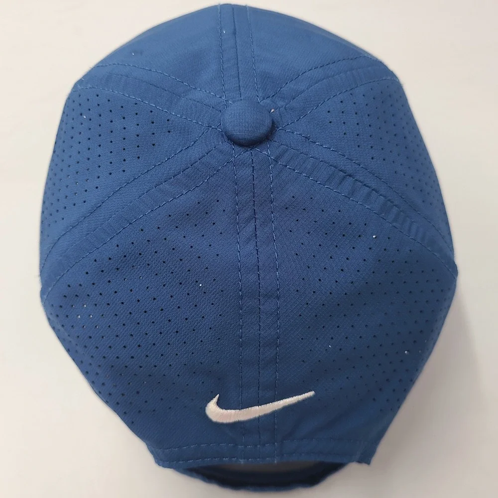 Nike Hat Adjustable Blue White Nike Golf Perforated Mesh Swoosh Logo Casual Men